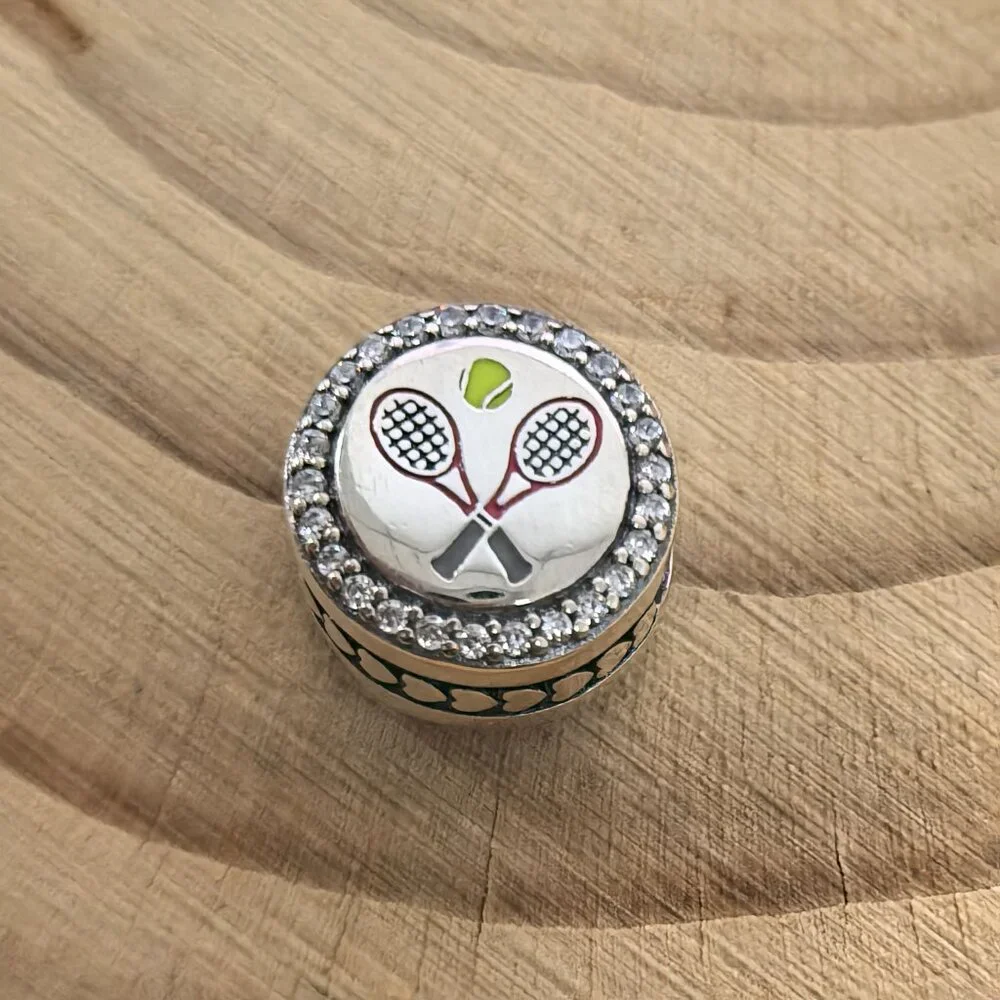 Pandora Tennis and Tennis Racket Exclusive Charm Pendant, S925 Silver Jewelry